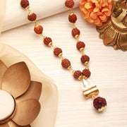 Gold Plated Rudraksha Trishool Necklace