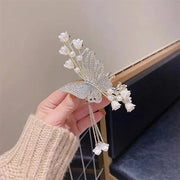 Beauty Korean 1pcs Stone Studded Pearl Butterfly Fancy Hair Claw Clip Clutcher Strong Hold Non-Slip Hair Claw Clip Clutcher Perfect Party Bridal Hair Catcher Golden Stone Studded (Pack of 1)