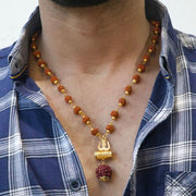 Gold Plated Rudraksha Trishool Necklace